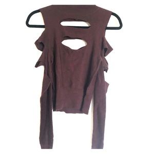 Long sleeve slit crop top